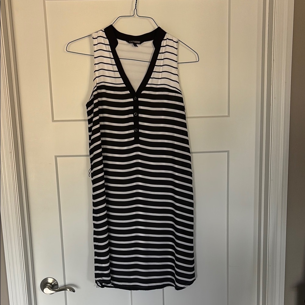 Express Black and White Striped Sleeveless Dress